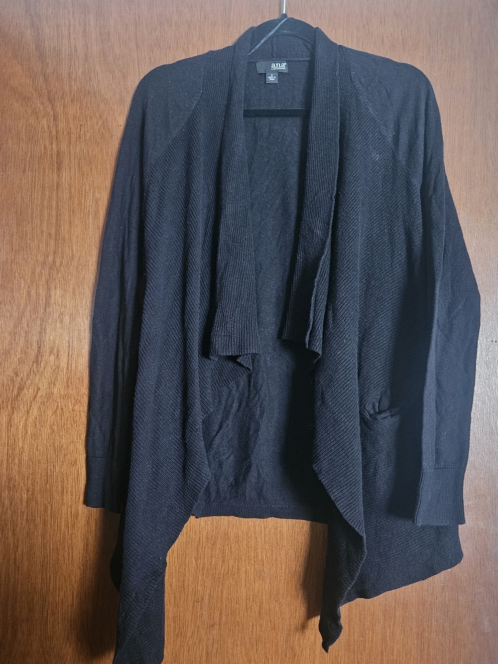 a.n.a Black Open-Front Draped Cardigan